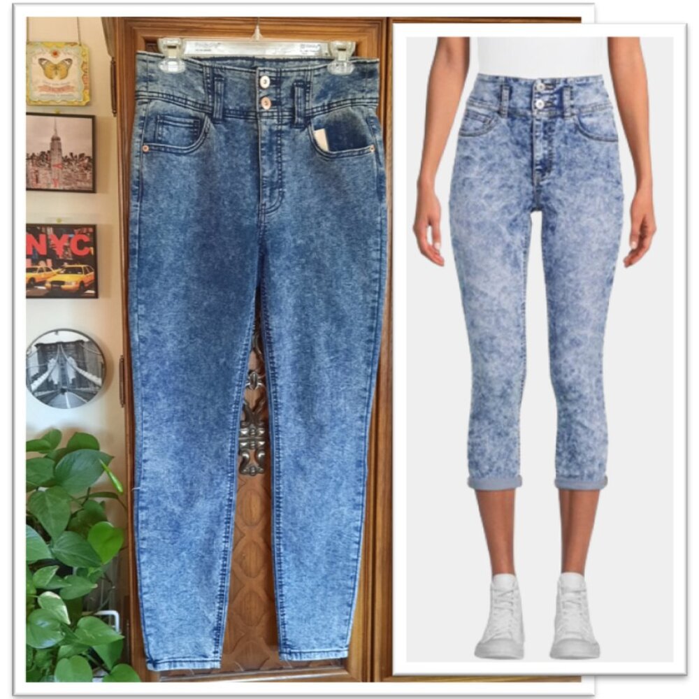 No Boundaries Skinny High-Rise Acid Wash Corset Jeans - Size 6, NWOT!